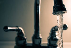 running water on the faucet